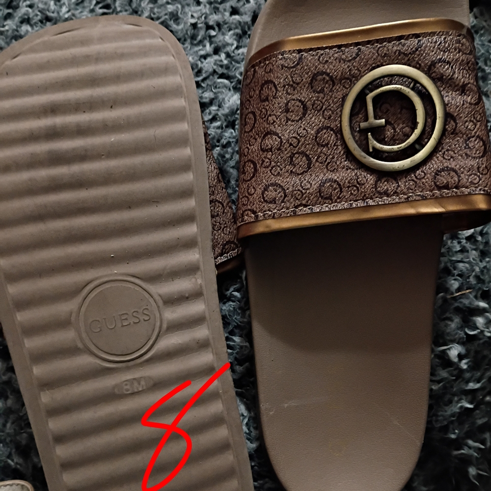 GUESS Men's Brown Logo Slide Sandals